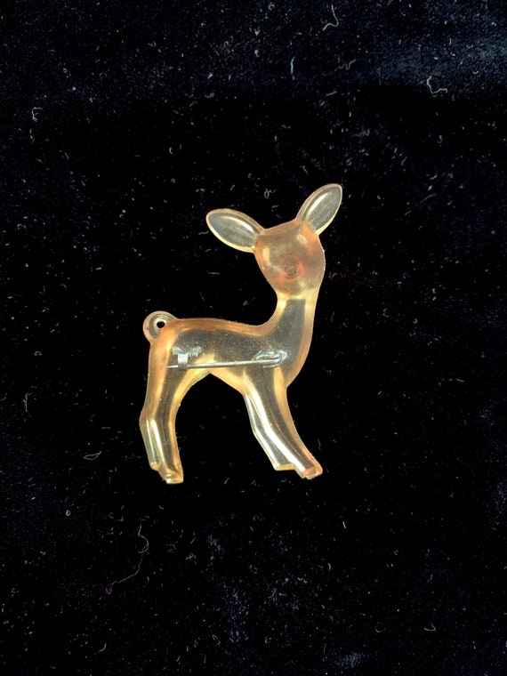 20s-30s Lucite fawn pin, Apple Juice color pin, E… - image 2