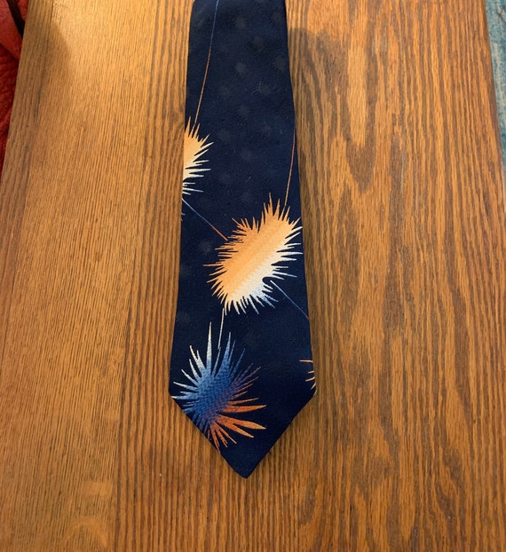 70s-80s Mod Navy Necktie with Fireworks, 'Cabrall… - image 2