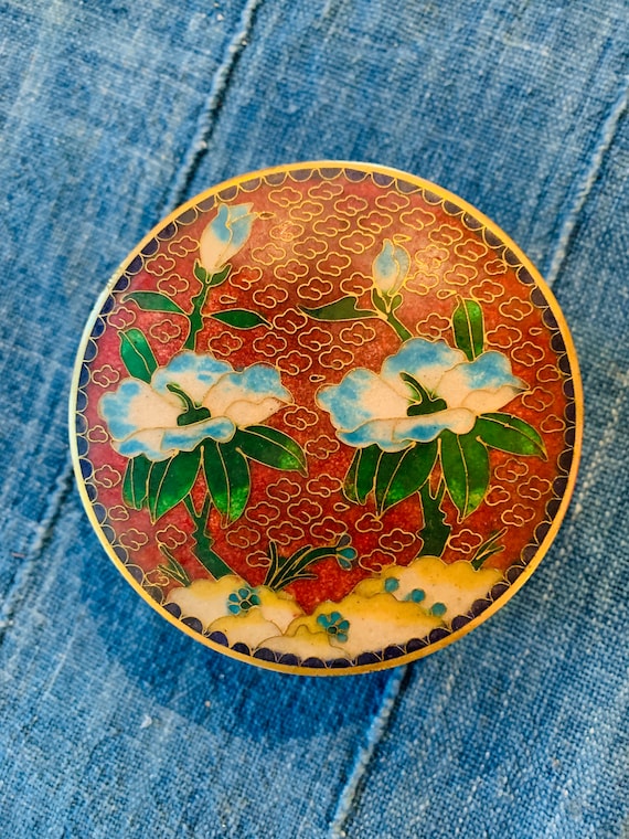 Vintage Cloisonne Enamel Lacquer Box, Chinese Cloison… Gem