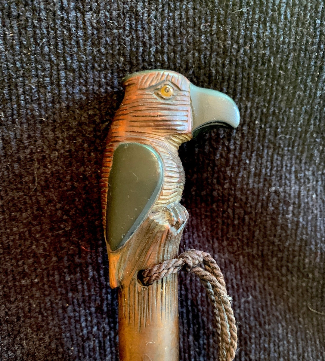30s40s Parrot Umbrella Handle Wood Carved Parrot Handle Etsy