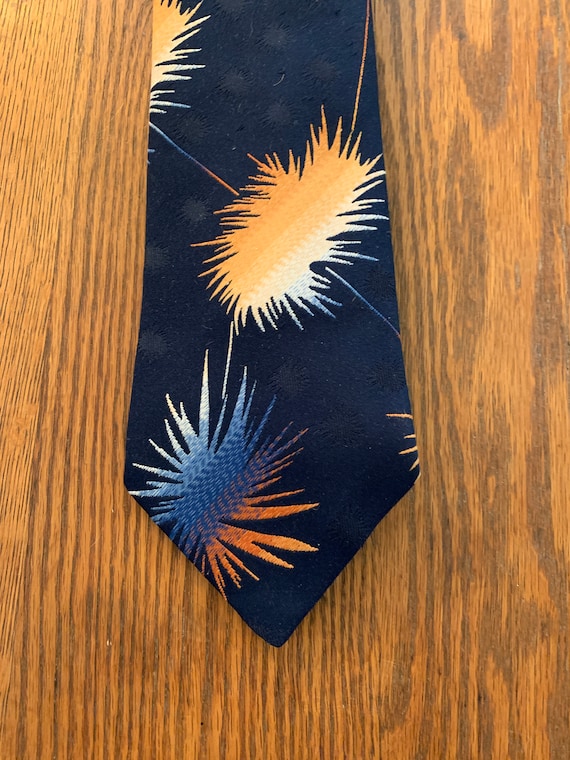 70s-80s Mod Navy Necktie with Fireworks, 'Cabrall… - image 1