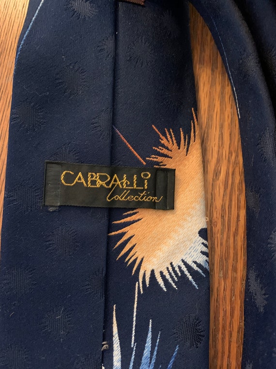 70s-80s Mod Navy Necktie with Fireworks, 'Cabrall… - image 3