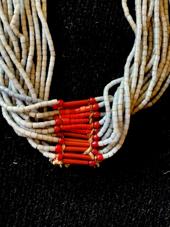 Rare 1900s Tribal African beaded necklace, Red and