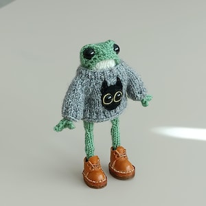 Handmade knitted Frog Toy, Cat Frog Shoes, Amigurumi Plush Animal