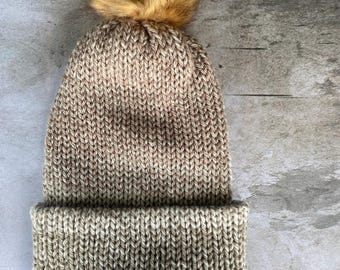 adult knit beanie with pom