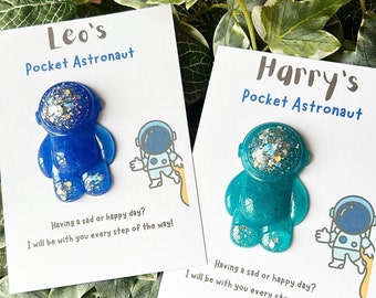 Worry Gift, Pocket Astronaut, Pocket Hug, Children’s Anxiety Aid, Resin Astronaught, Childs Pocket Pet