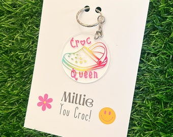 CROC Keyring - NOVELTY Gift For Her - Acrylic Circle Keychain - Personalised - APPRECIATION Present