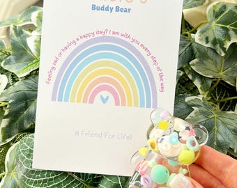 Buddy Bear Anxiety Gift – Epoxy Resin Worry Pet, Pocket Hug