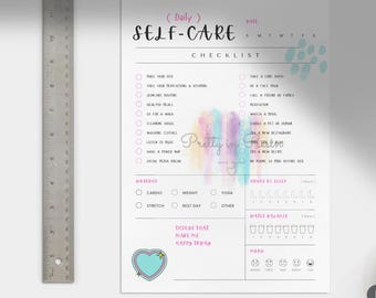Dagelijkse zelfzorgchecklist | Afdrukbare wellness-tracker (pdf)