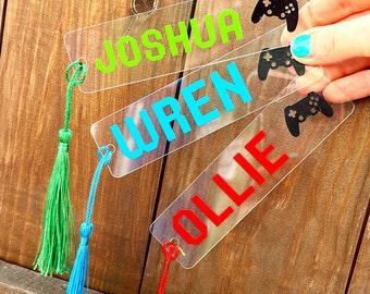 Personalized Acrylic Bookmark | Custom Name, Tassel | Gamer Gift