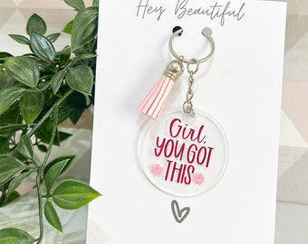 Motivational Quote Acrylic Keyring | Positive Affirmation Gift
