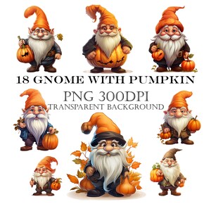 Autumn Gnomes Cliparts,Watercolor Clipart,Fall Clipart,Autumn Element,Fall PNG,Autumn Sublimation,Scrapbook,Paper Craft,Fall Cute Gnomes