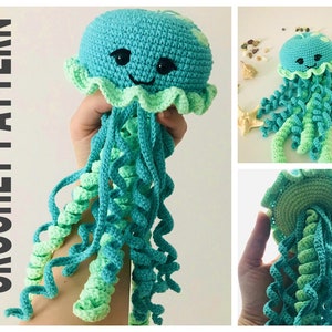 Poulpe au crochet, modèle Amigurumi, PDF, Hochet, anglais, modèle méduse