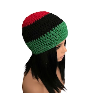 Crochet Pan African Colored Beanie/Unisex Pan African Hat