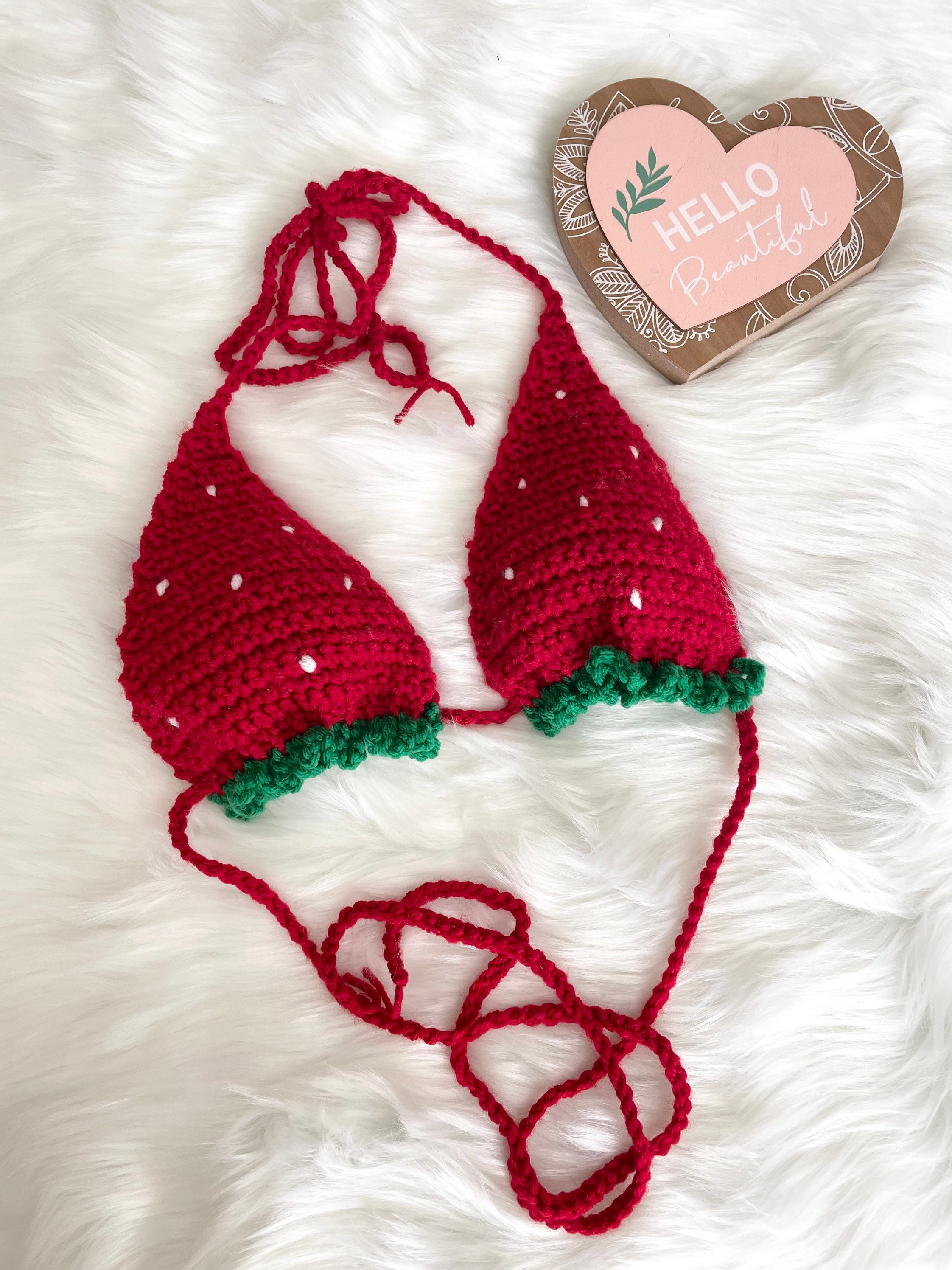 Adjustable Crochet Strawberry Bikini Top - Etsy