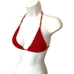 Adjustable Crochet Bikini Top/Red/Made to Order