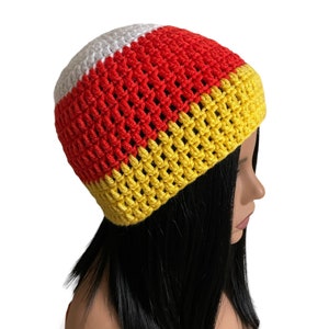 Crochet Candy Corn Beanie: Unisex Fall Hat