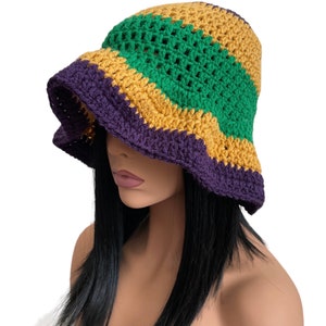 Crochet Mardi Gras Floppy Hat/Unisex/Mardi Gras Floppy Hat/NOLA/Mardi Gras Party Hat