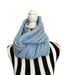 Crochet Chunky Ribbed Infinity Scarf/Cowl/Light Blue/Baby Blue/Ready to Ship!