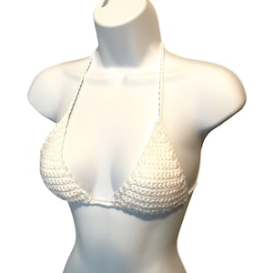 Adjustable Crochet Bikini Top/White/Made to Order
