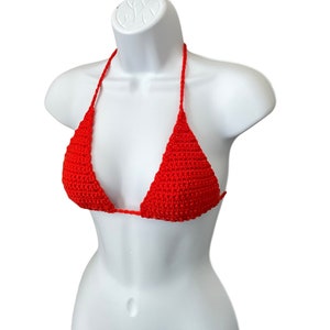 Crochet Adjustable Crochet Bikini Top/Orange/Made to Order