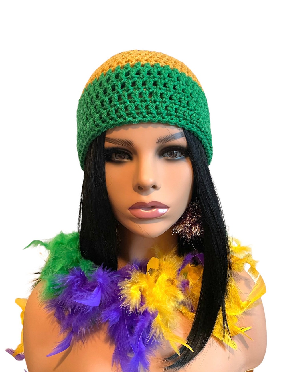 mardi gras crochet bucket hat