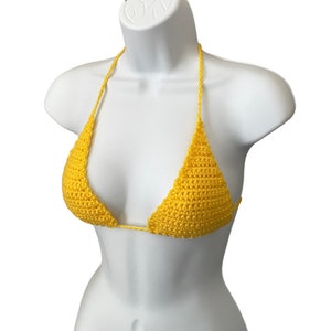 Crochet Adjustable Crochet Bikini Top/Yellow/Made to Order