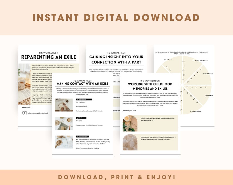 Paquete IFS de hojas de trabajo IFS Ejercicio de terapia de sistemas familiares internos, actividades de asesoramiento, descarga digital imprimible, mapeo de piezas imagen 4