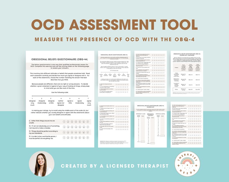 OCD Assessment Tool | OCD Worksheet &amp; Test With Answer Key for ...