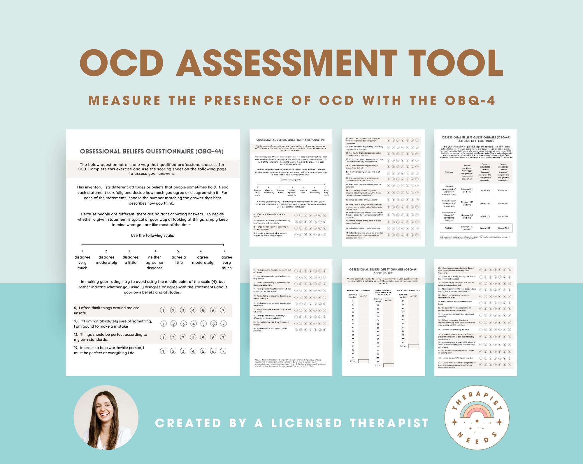 OCD Assessment Tool | OCD Worksheet &amp; Test With Answer Key for ...