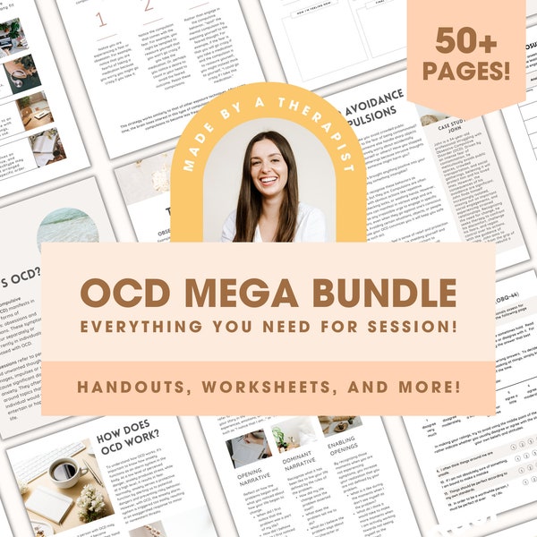 OCD Therapy Worksheets Mega Bundle! OCD Exercises & Handouts for Therapists, Counselors, Social Workers | Exposure Response Prevention ERP