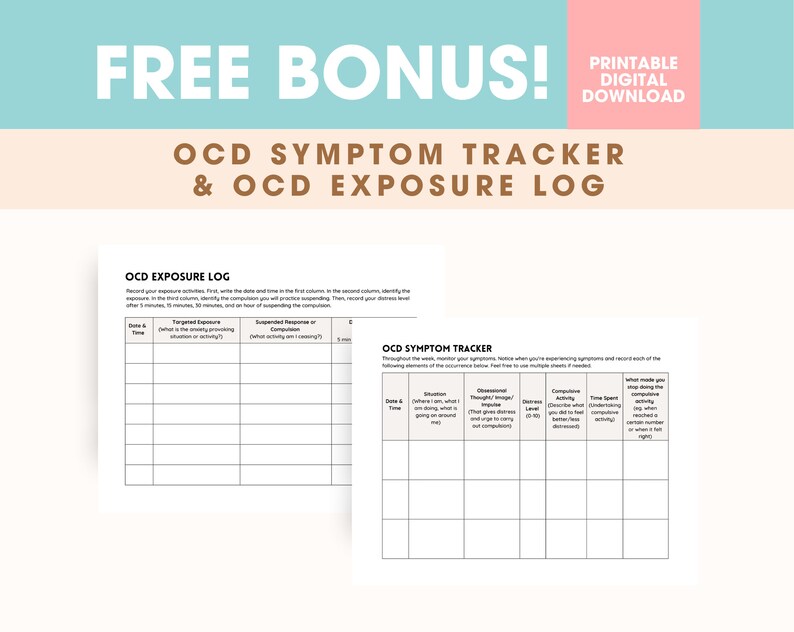 OCD Exposure Hierarchy | OCD Worksheet for Therapists, Counselors ...