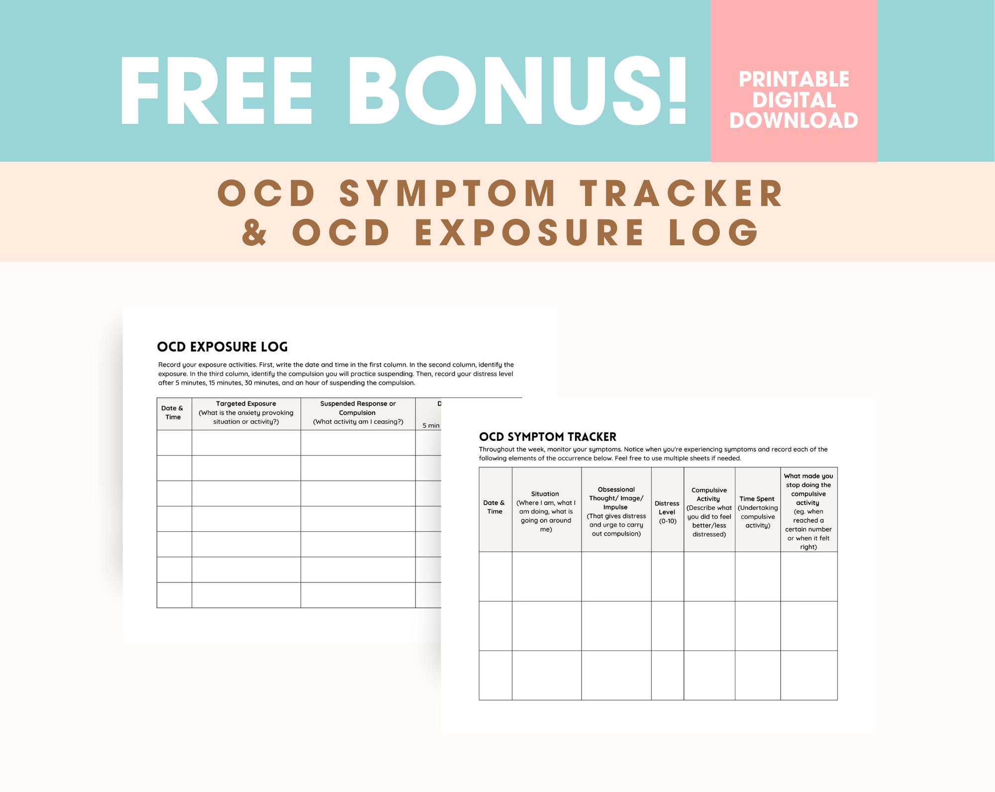 OCD Exposure Hierarchy OCD Worksheet for Therapists, Counselors, Social Workers ERP Worksheet