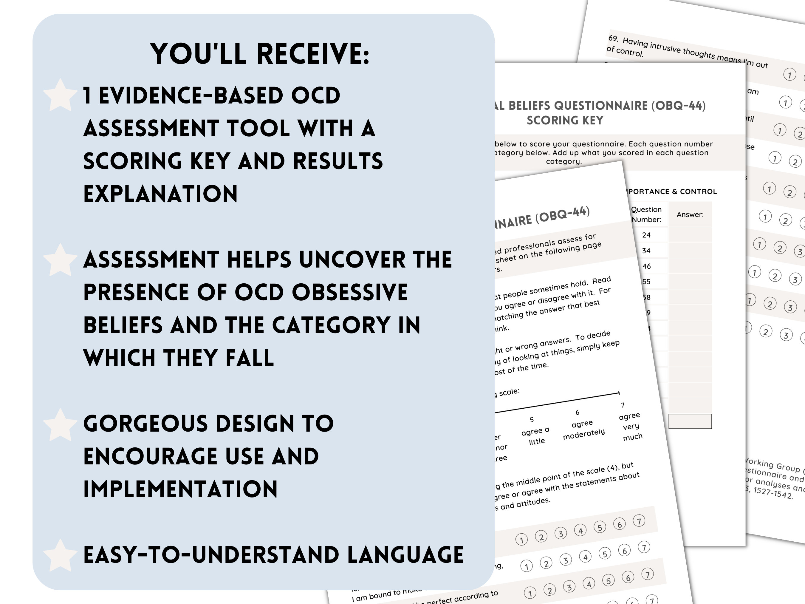 OCD Assessment Tool OCD Worksheet &amp; Test With Answer Key for - Etsy
