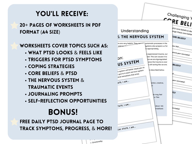 PTSD Worksheets for Teens & Adults: Trauma Therapy Bundle - Etsy