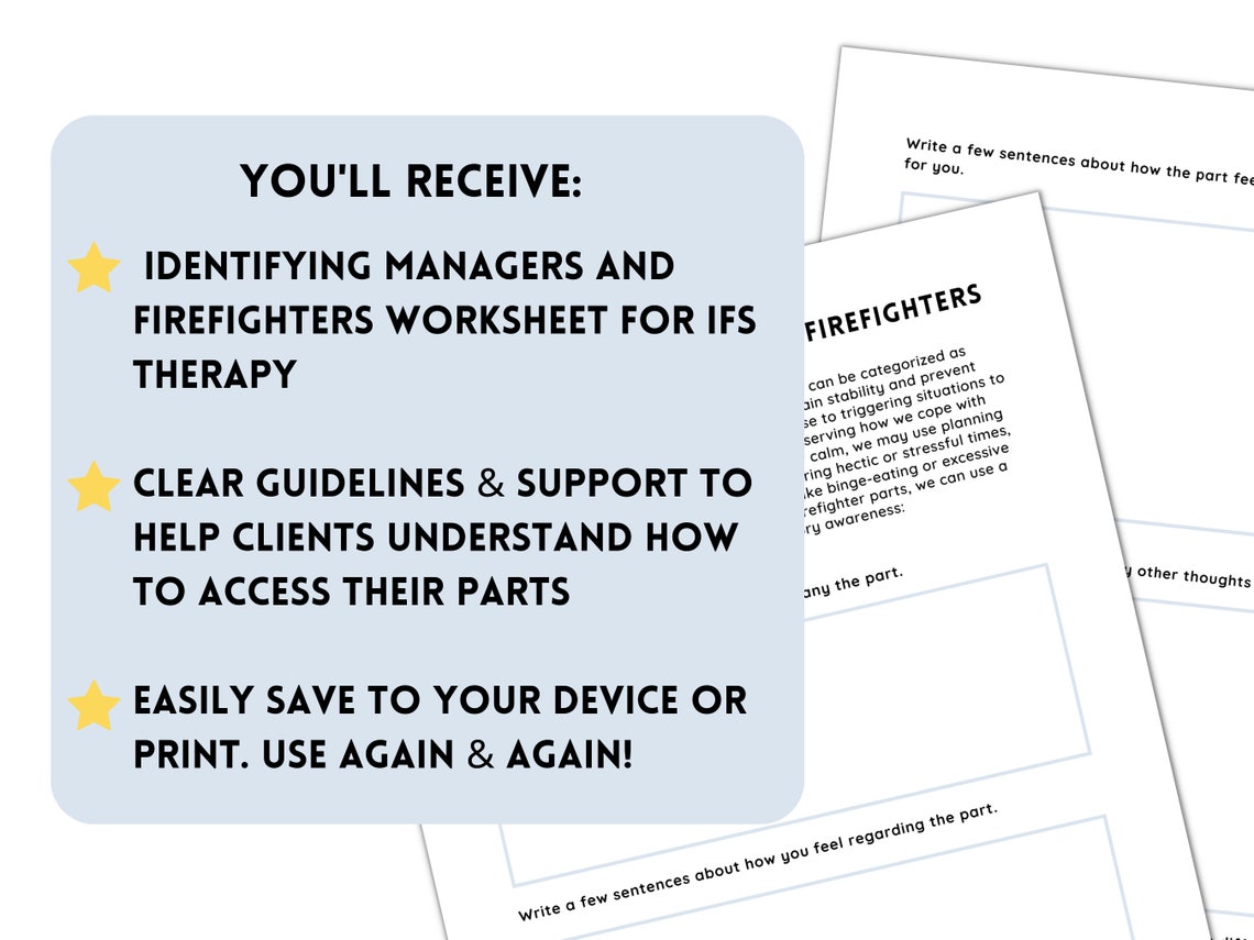 IFS Parts Worksheet for Managers & Firefighters Internal - Etsy