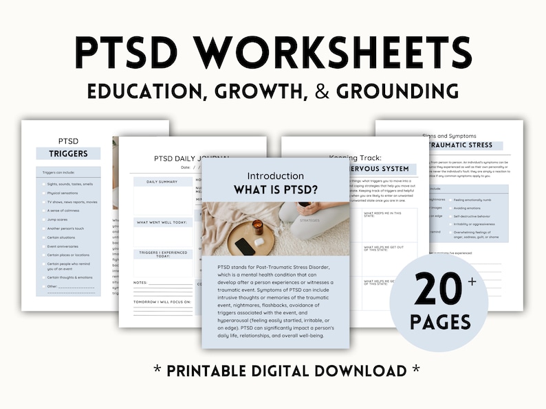 PTSD Worksheets for Teens & Adults: Trauma Therapy Bundle - Etsy
