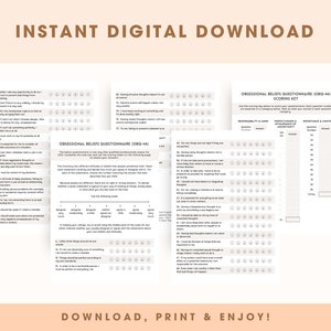 OCD Assessment Tool | OCD Worksheet &amp; Test With Answer Key for ...
