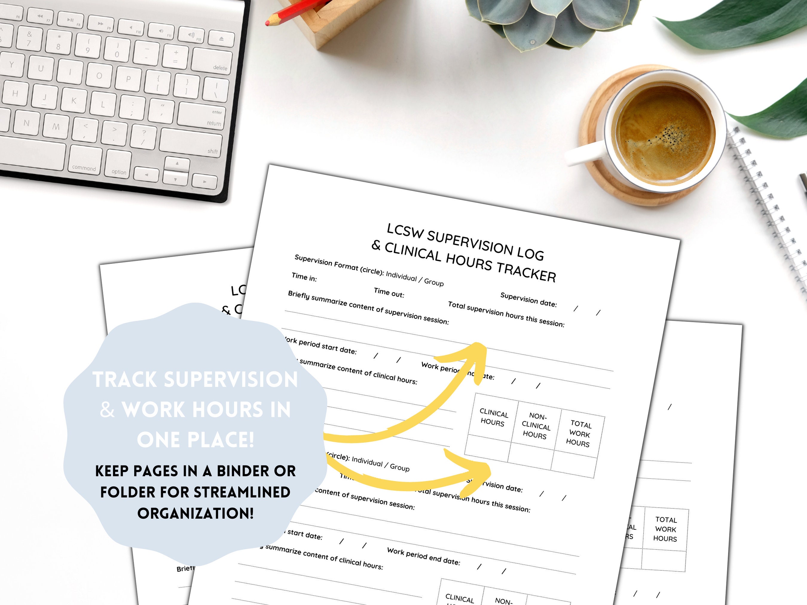 LCSW Supervision Tracking & Clinical Hours Log Printable Digital