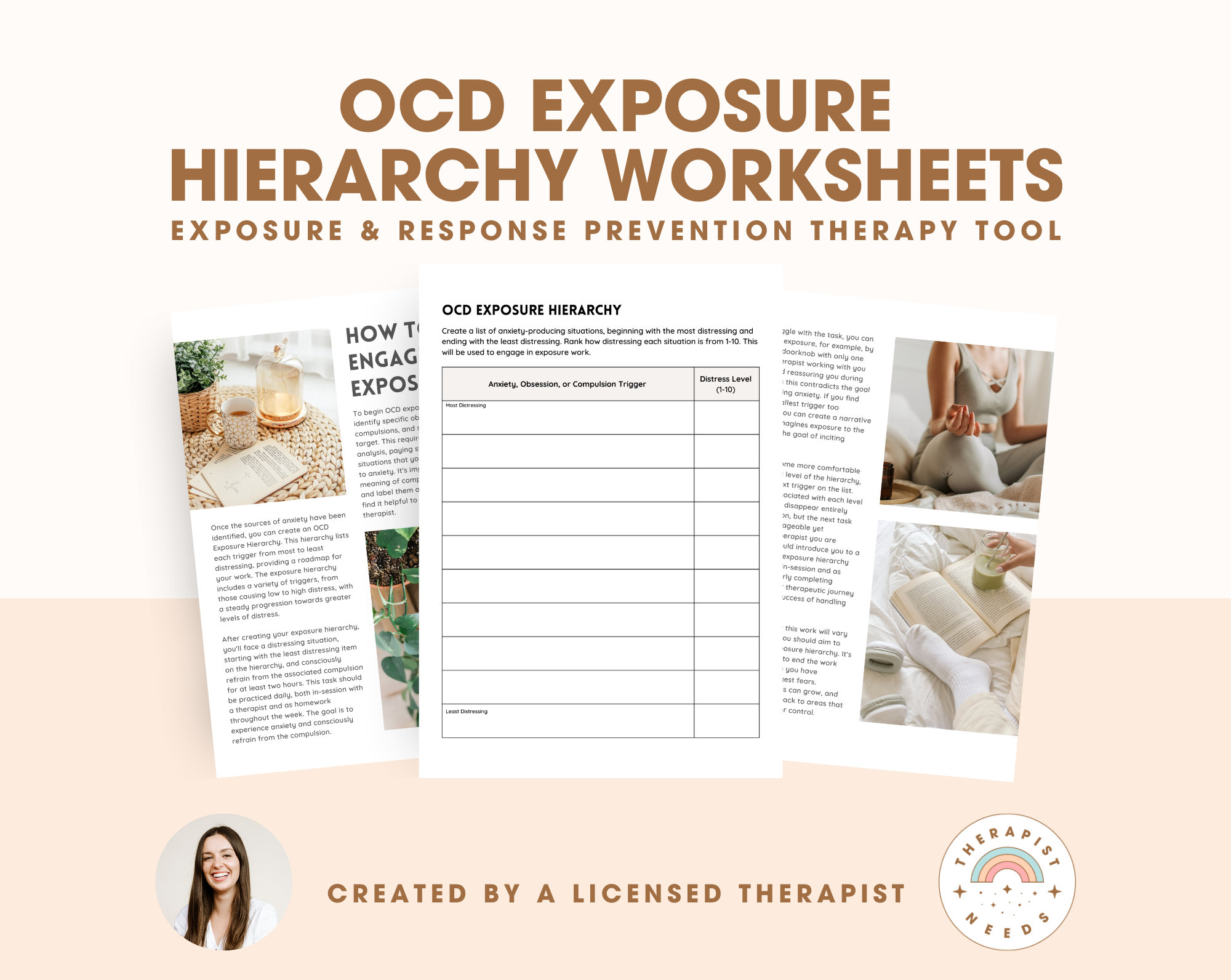 OCD Exposure Hierarchy OCD Worksheet for Therapists, Counselors, Social Workers ERP Worksheet