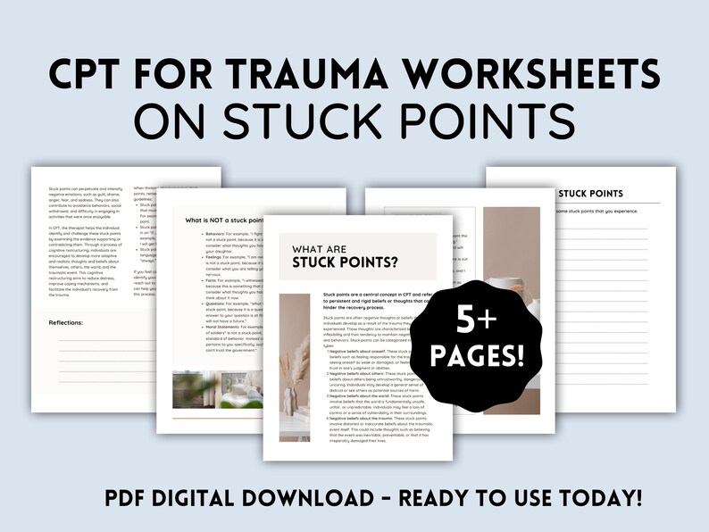 CPT for Trauma Worksheets & Handouts on Stuck Points - Etsy