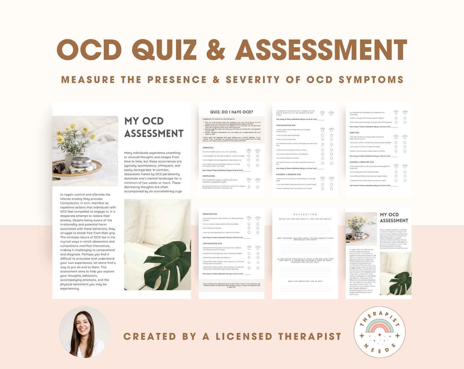 OCD Assessment Tool OCD Worksheet &amp; Test With Answer Key for Therapists ...
