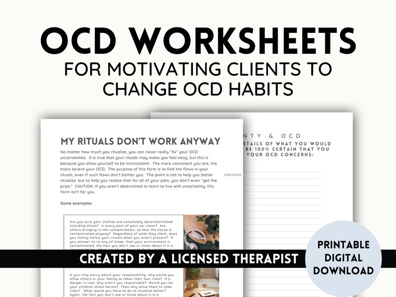 OCD Therapy Worksheets OCD Handout for Therapists - Etsy