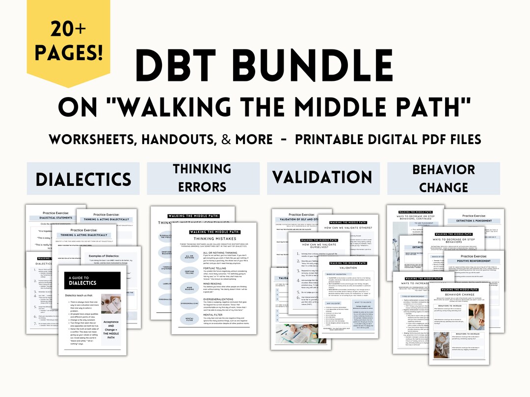 DBT Bundle: Walking the Middle Path Worksheets & Handouts - Etsy Finland