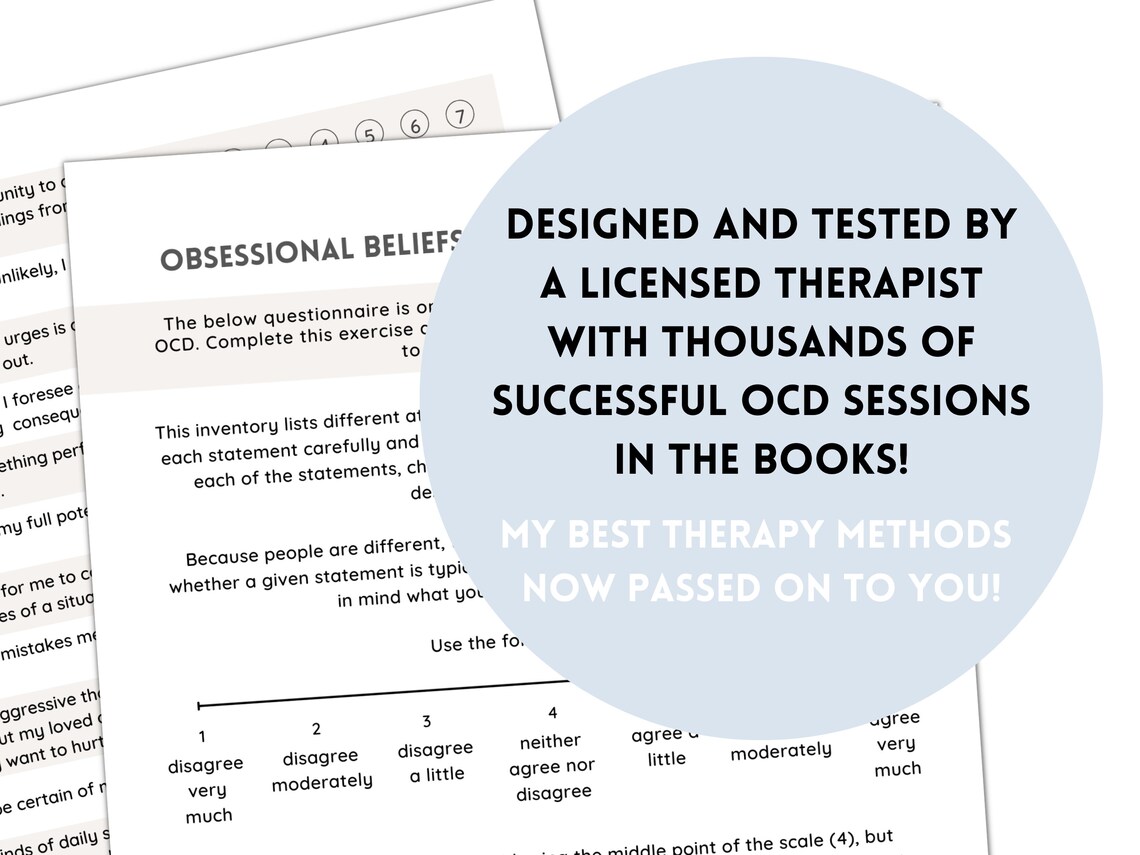 OCD Assessment Tool OCD Worksheet &amp; Test With Answer Key for - Etsy