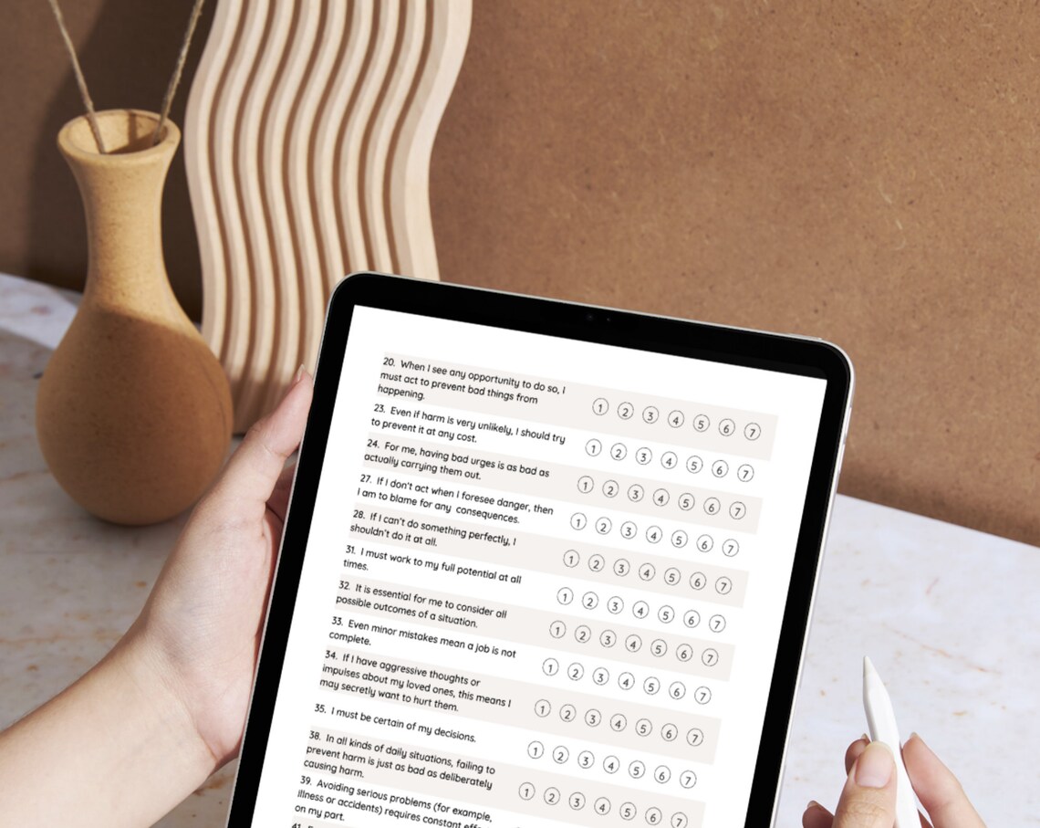 OCD Assessment Tool OCD Worksheet &amp; Test With Answer Key for Therapists ...