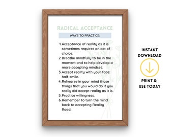 DBT Poster: Radical Acceptance! Therapist Office Decor, Counselor Office Sign, School Psychologist, Dbt Skills Curriculum, Downloads