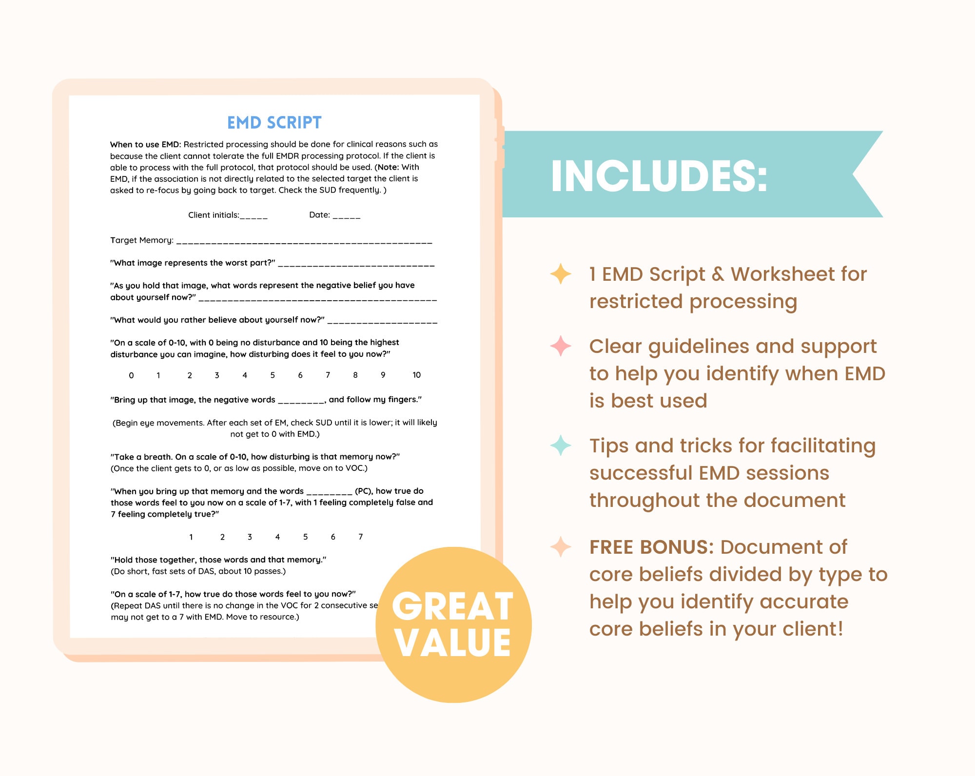 EMDR Script for EMD Emdr Resources, Emdr Worksheets, Trauma Therapy