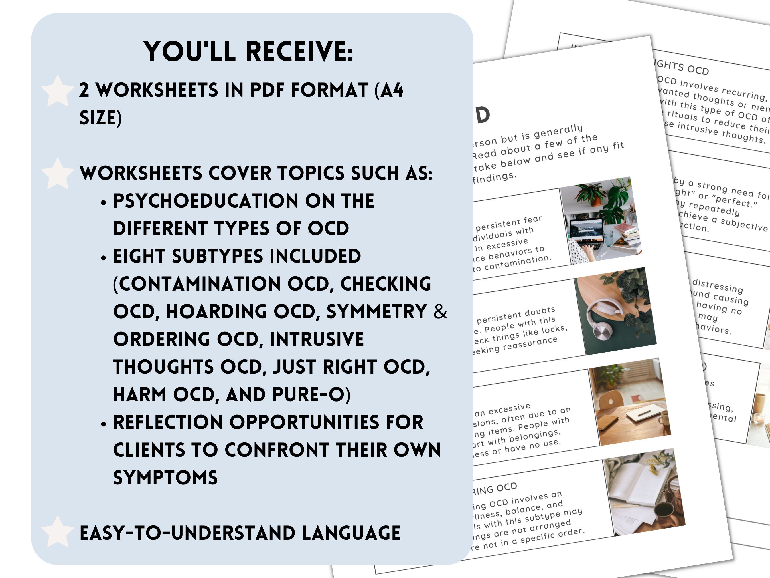 OCD Worksheets on Types of OCD OCD Handouts for Therapists - Etsy