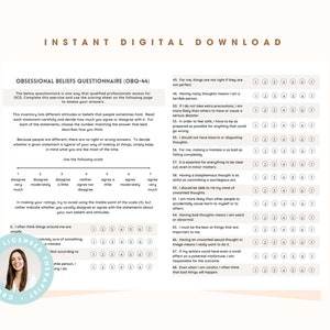 OCD Assessment Tool | OCD Worksheet &amp; Test With Answer Key for ...